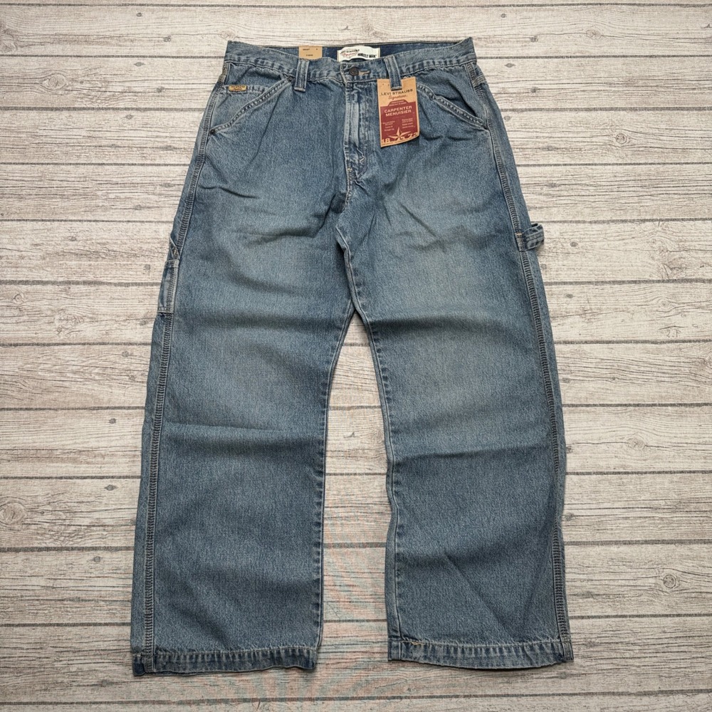 NEW Levi's Carpenter Jeans Men's 34x30 Blue Denim Medium Wash Straight Leg Loose